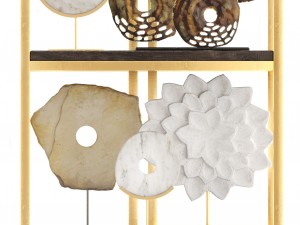 rack with the decor of figurines and plants Model 3D