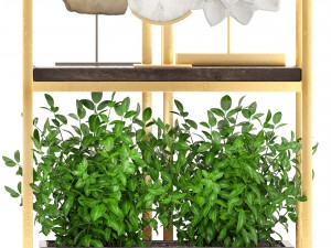 rack with the decor of figurines and plants Model 3D