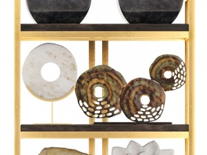 rack with the decor of figurines and plants Model 3D
