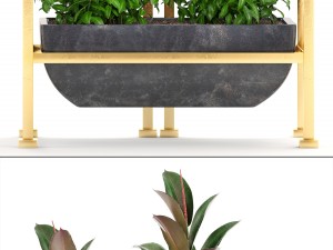 rack with the decor of figurines and plants Model 3D