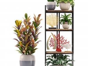 rack with the decor of figurines and plants Modèle 3D