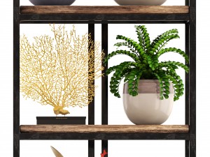 rack with the decor of figurines and plants Modèle 3D