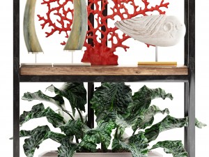 rack with the decor of figurines and plants Modèle 3D
