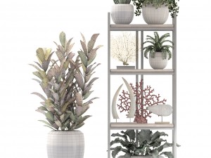 rack with the decor of figurines and plants Modèle 3D