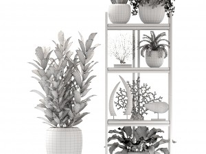 rack with the decor of figurines and plants Modèle 3D
