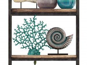 rack with the decor of figurines and plants 3D Модель