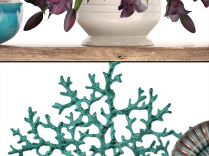 rack with the decor of figurines and plants 3D Модель