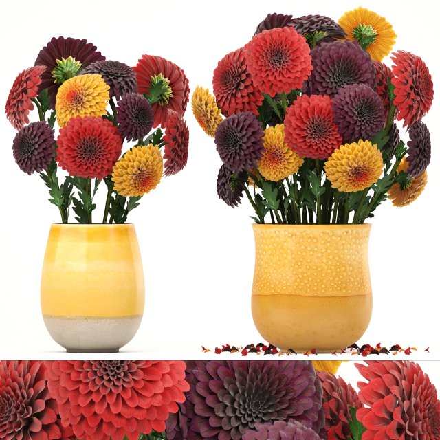 bouquet of flowers dahlias 3D मॉडल .c4d .max .obj .3ds .fbx .stl .blend 