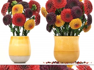 bouquet of flowers dahlias 3D Model