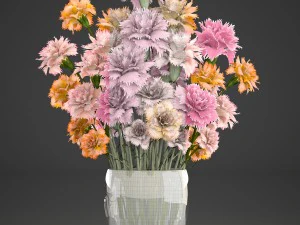 bouquet of flowers dianthus 3D Model