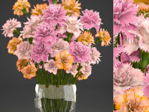 패랭이꽃 꽃다발 3D 모델