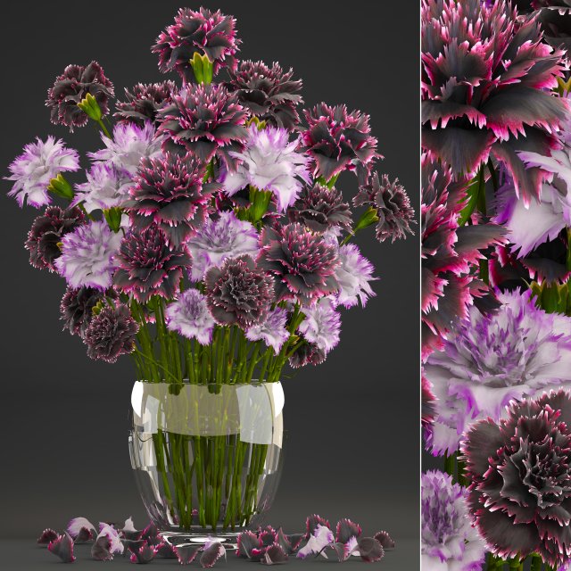 bouquet of flowers dianthus 3D Model .c4d .max .obj .3ds .fbx .stl .blend 