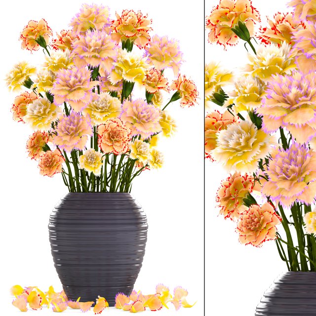 bouquet of flowers carnation 3D Model .c4d .max .obj .3ds .fbx .stl .blend 