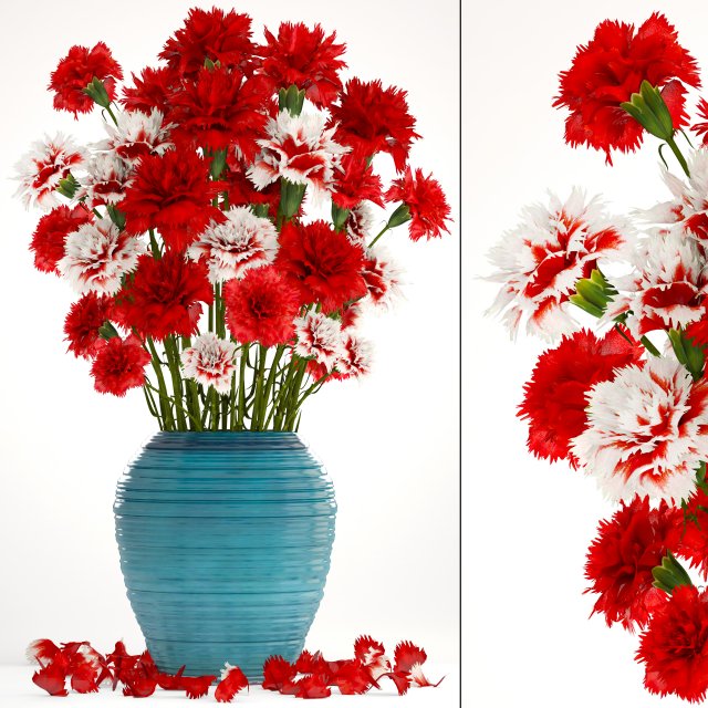 bouquet of flowers red carnation 3Dモデル .c4d .max .obj .3ds .fbx .stl .blend 