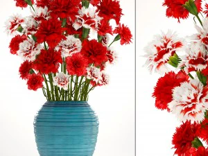 bouquet de fleurs &oelig;illet rouge Modèle 3D