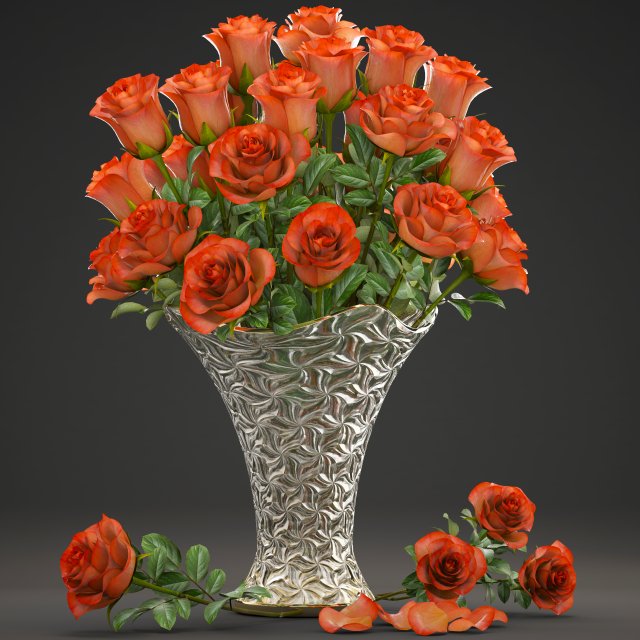 bouquet of roses 3D Модель .c4d .max .obj .3ds .fbx .stl .blend 