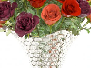 collection of roses in a vase 3D Model