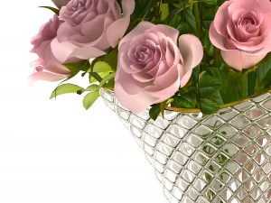 collection of roses in a vase 3D Model