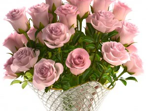 collection of roses in a vase 3D Model