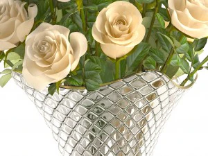 collection of roses in a vase 3D Model