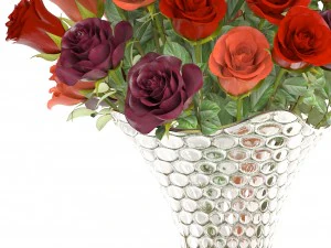 collection of roses in a vase 3D Model