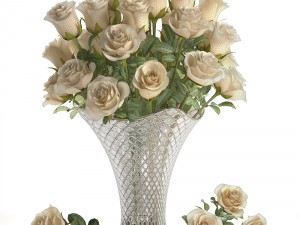 collection of roses in a vase 3D मॉडल