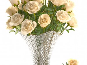collection of roses in a vase 3D मॉडल