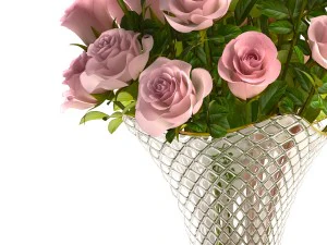 collection of roses in a vase 3D Model