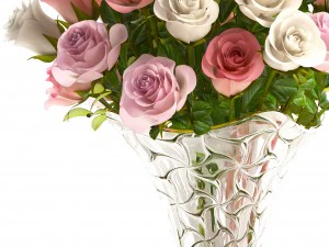 collection of roses in a vase 3D Model