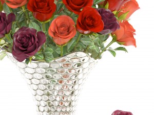collection of roses in a vase 3D मॉडल