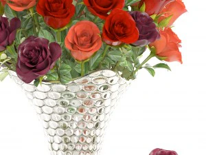 collection of roses in a vase 3D Model