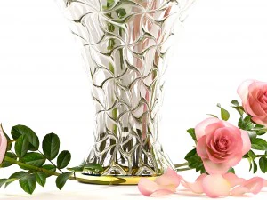 collection of roses in a vase 3D Model