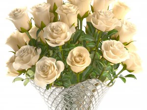 collection of roses in a vase 3D Model