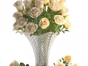 collection of roses in a vase 3D मॉडल
