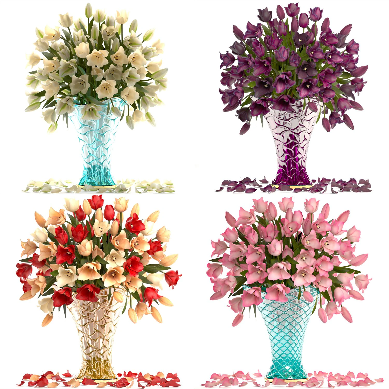 collection of bouquets of tulips 3D Model .c4d .max .obj .3ds .fbx .stl .blend 