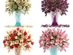 collection of bouquets of tulips 3D Model