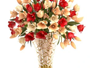 collection of bouquets of tulips 3D Model