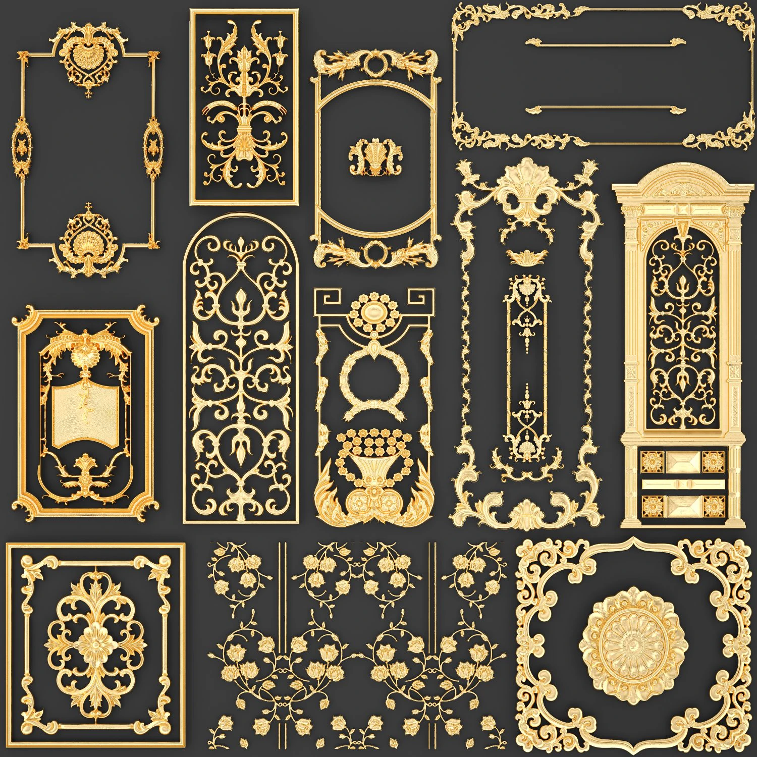 collection stucco molding frame 3D Model .c4d .max .obj .3ds .fbx .stl .blend 