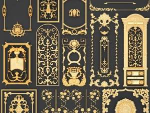 kolekcja sztukateryjnych ramek Model 3D