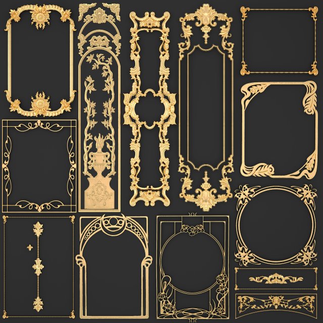 collection stucco molding frame 3D मॉडल .c4d .max .obj .3ds .fbx .stl .blend 