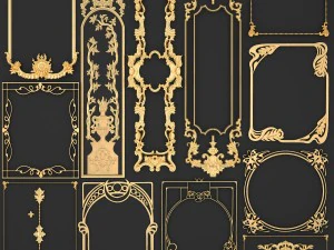 kolekcja sztukateryjnych ramek Model 3D