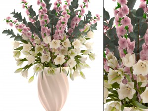 bouquet of flowers tulips and sakura 3D Model