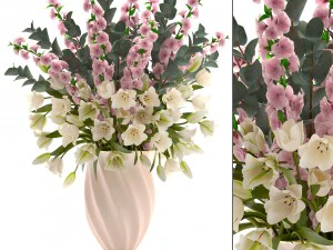 bouquet of flowers tulips and sakura 3D Model