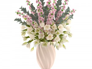 bouquet of flowers tulips and sakura 3D Model