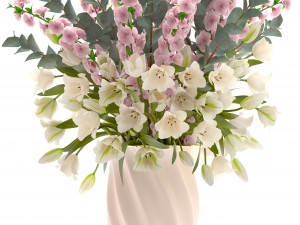 bouquet of flowers tulips and sakura 3D Model