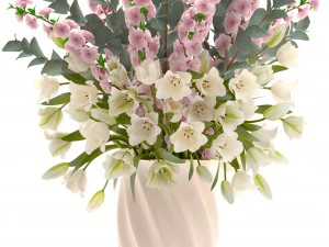 bouquet of flowers tulips and sakura 3D Model