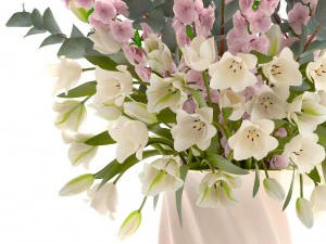 bouquet of flowers tulips and sakura 3D Model