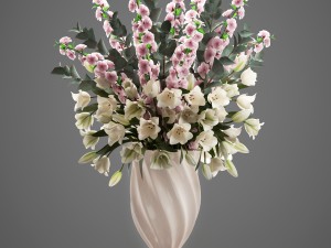 bouquet of flowers tulips and sakura 3D Model