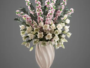 bouquet of flowers tulips and sakura 3D Model