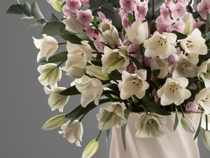 bouquet of flowers tulips and sakura 3D Model